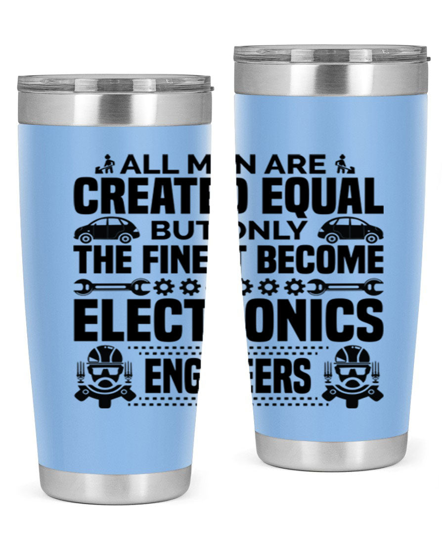 All Men Are Created Style 21# Engineer Tumbler in stainless steel with a sleek design, perfect for hot and cold beverages.