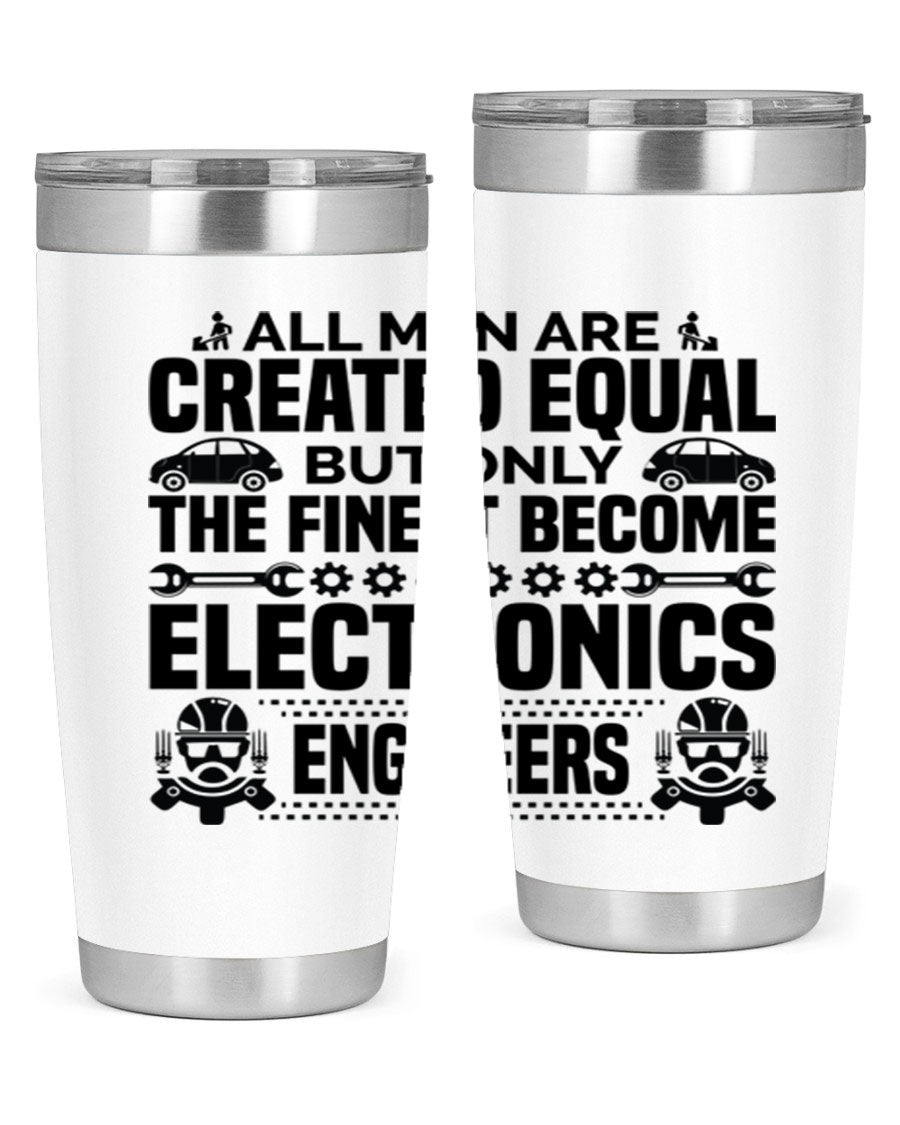All Men Are Created Style 21# Engineer Tumbler in stainless steel with a sleek design, perfect for hot and cold beverages.