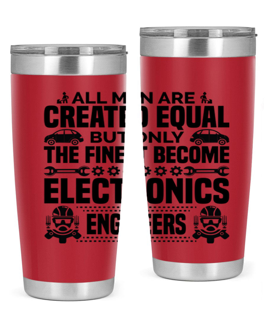 All Men Are Created Style 21# Engineer Tumbler in stainless steel with a sleek design, perfect for hot and cold beverages.