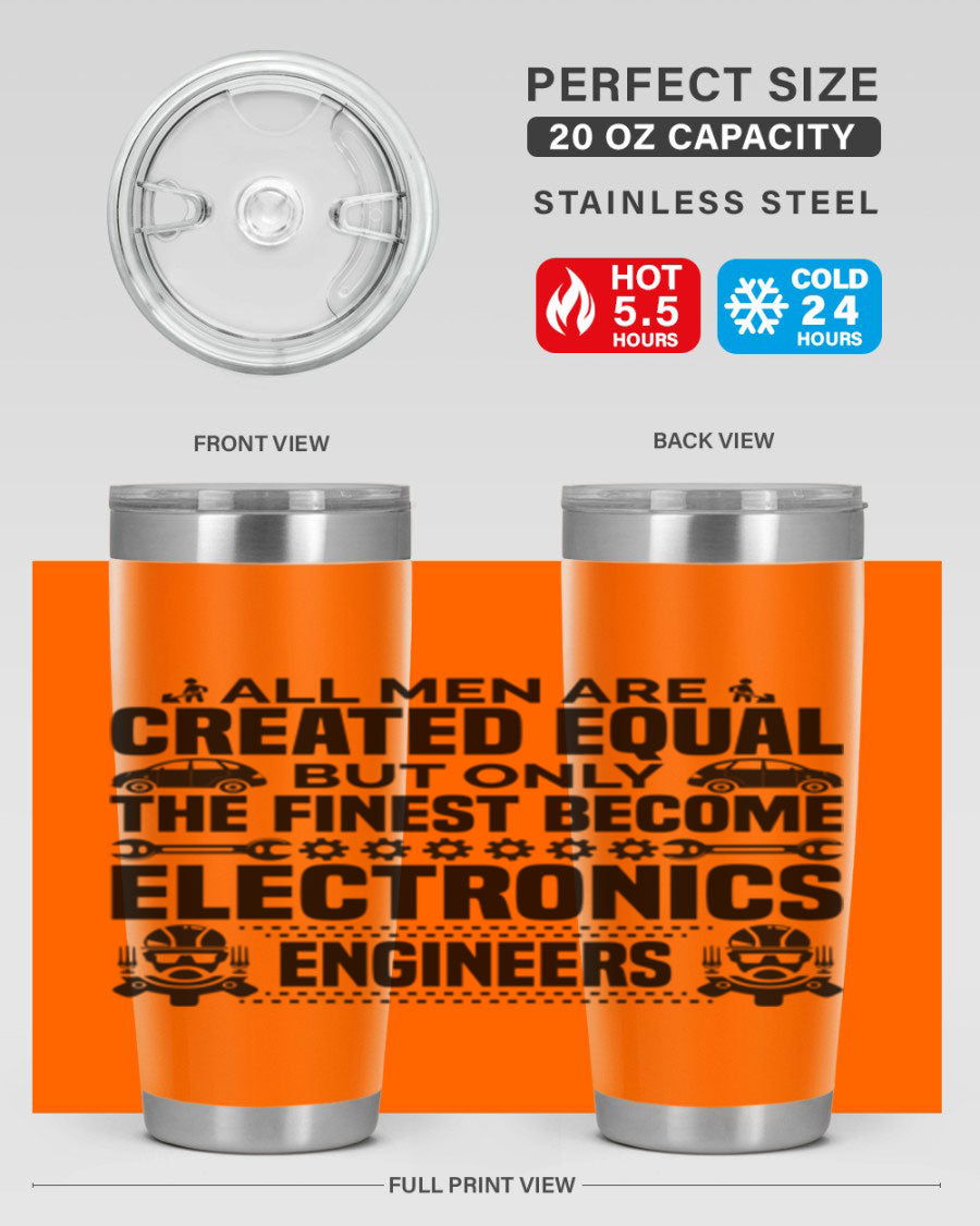 All Men Are Created Style 21# Engineer Tumbler in stainless steel with a sleek design, perfect for hot and cold beverages.