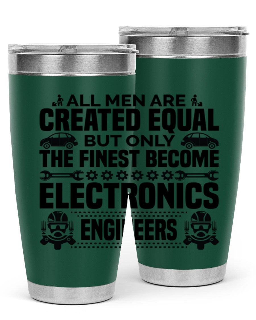 All Men Are Created Style 21# Engineer Tumbler in stainless steel with a sleek design, perfect for hot and cold beverages.