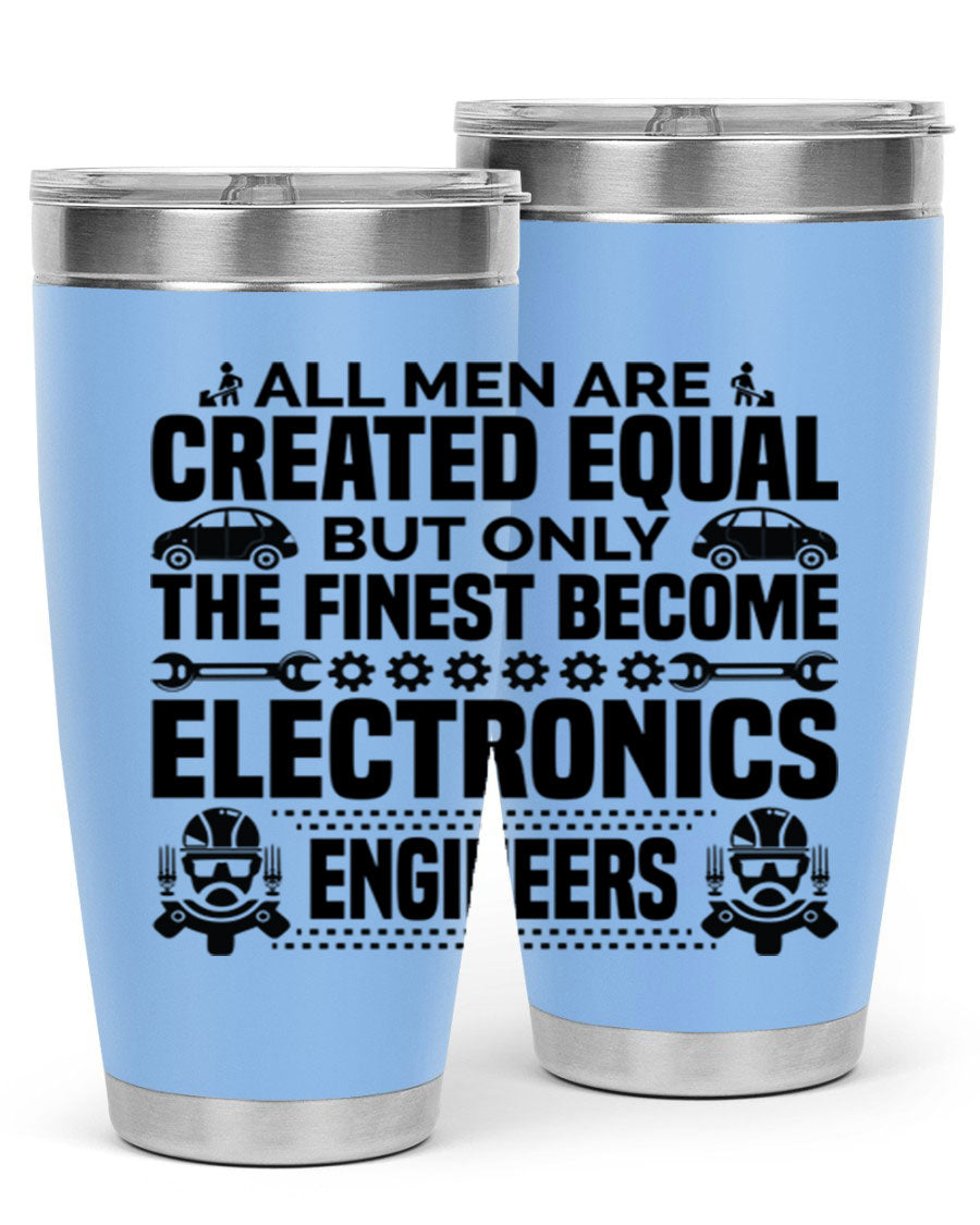 All Men Are Created Style 21# Engineer Tumbler in stainless steel with a sleek design, perfect for hot and cold beverages.