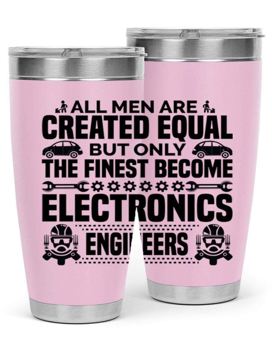 All Men Are Created Style 21# Engineer Tumbler in stainless steel with a sleek design, perfect for hot and cold beverages.
