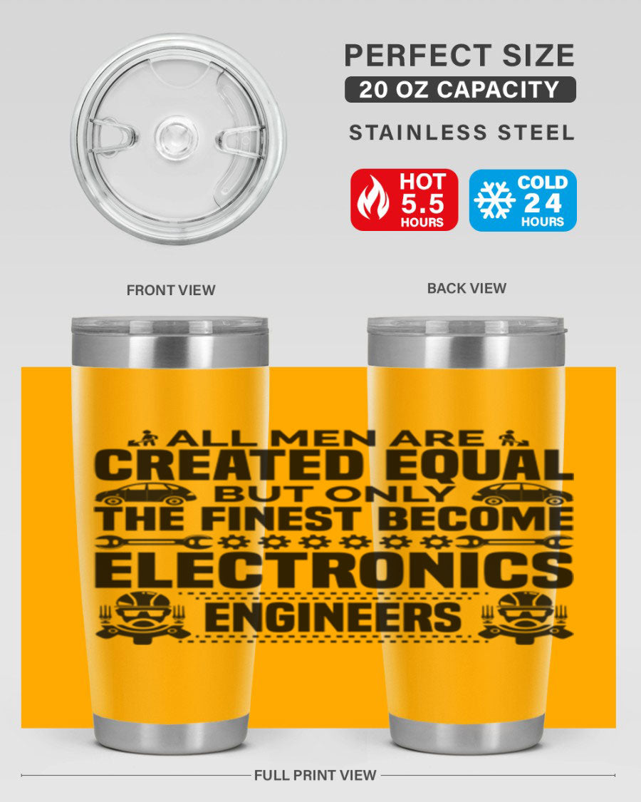 All Men Are Created Style 21# Engineer Tumbler in stainless steel with a sleek design, perfect for hot and cold beverages.