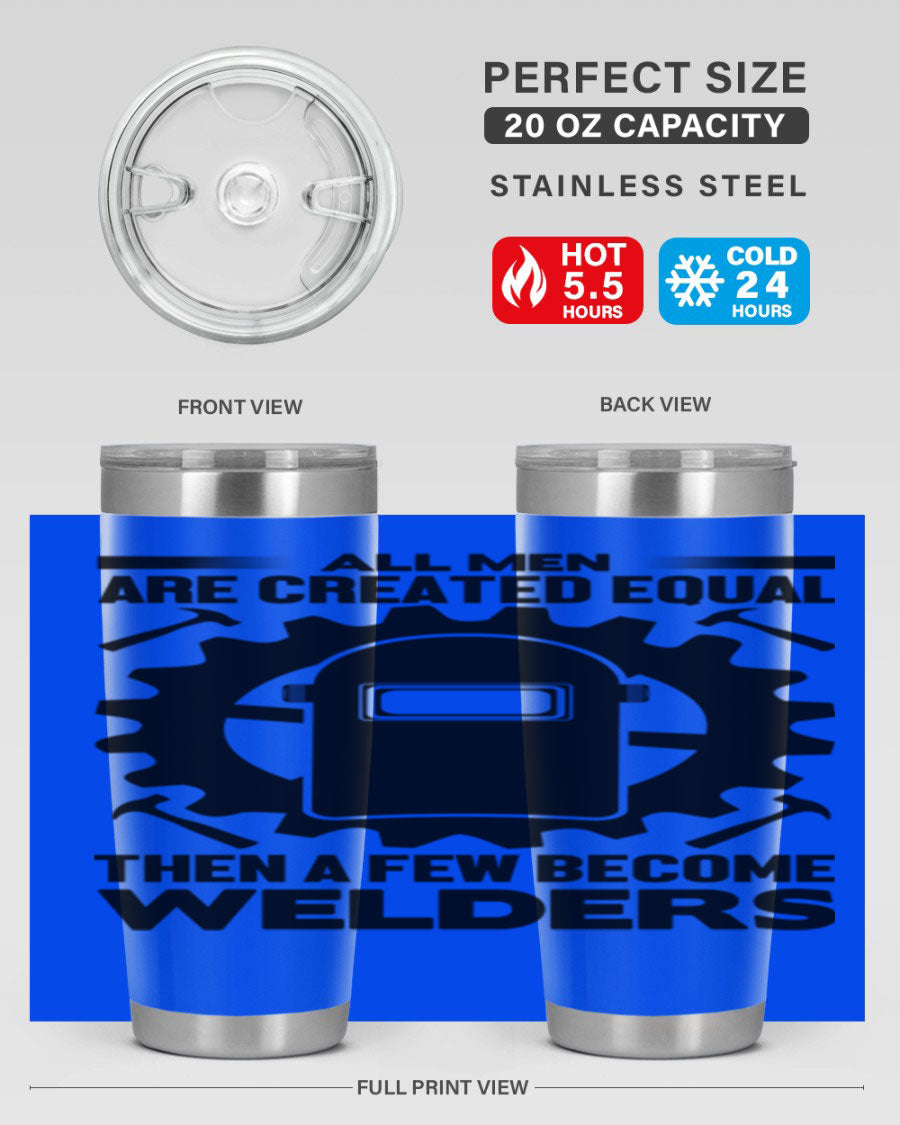 All Men Are Style 10# Tumbler, a sleek 20oz double wall vacuum stainless steel tumbler with copper lining and a drink-thru lid.