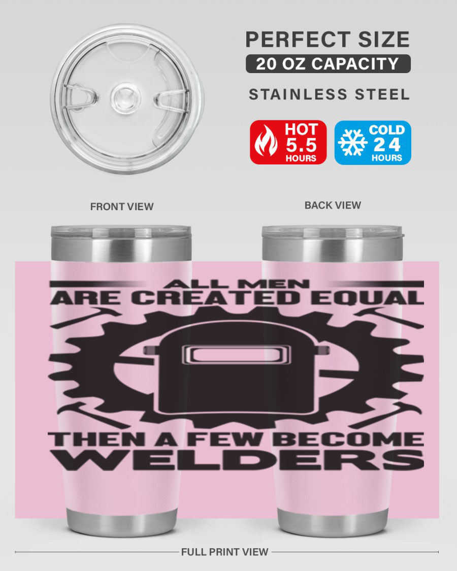 All Men Are Style 10# Tumbler, a sleek 20oz double wall vacuum stainless steel tumbler with copper lining and a drink-thru lid.