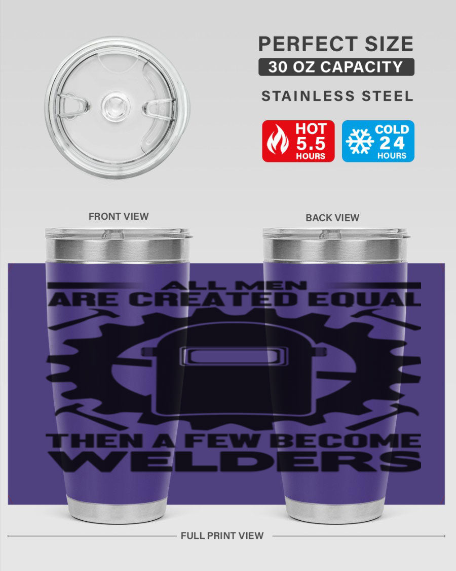 All Men Are Style 10# Tumbler, a sleek 20oz double wall vacuum stainless steel tumbler with copper lining and a drink-thru lid.