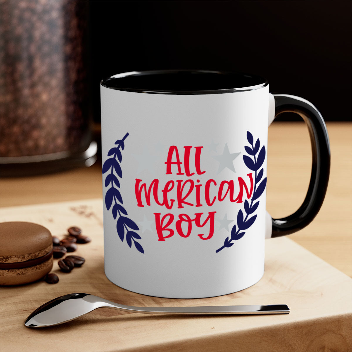 All Merican Boy Style 143# Mug featuring a glossy finish, colored handle, and interior, available in multiple colors.