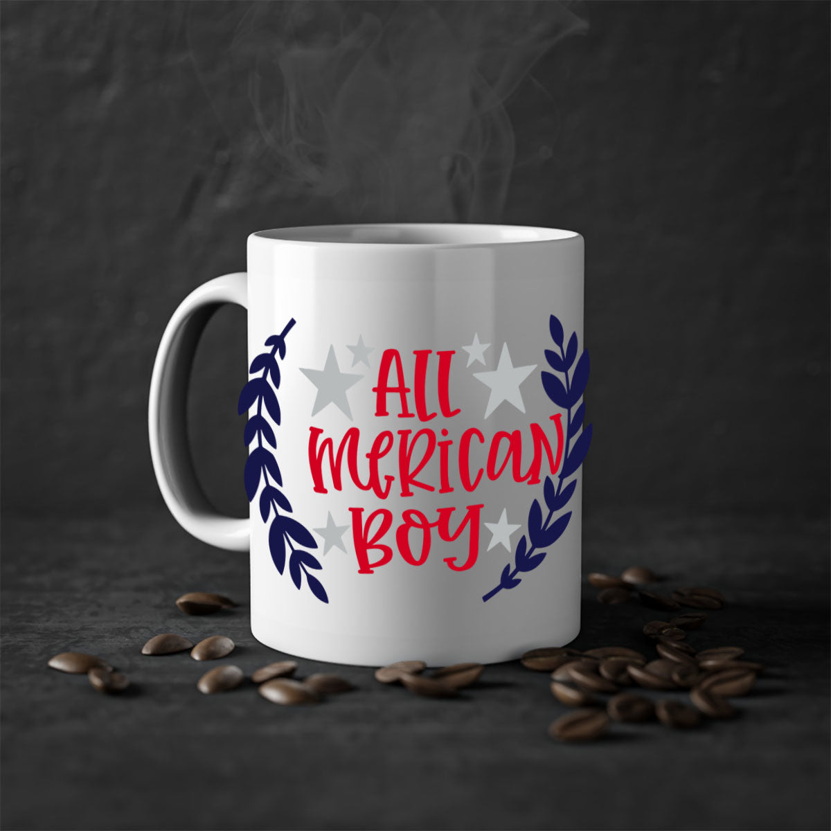 All Merican Boy Style 143# Mug featuring a glossy finish, colored handle, and interior, available in multiple colors.