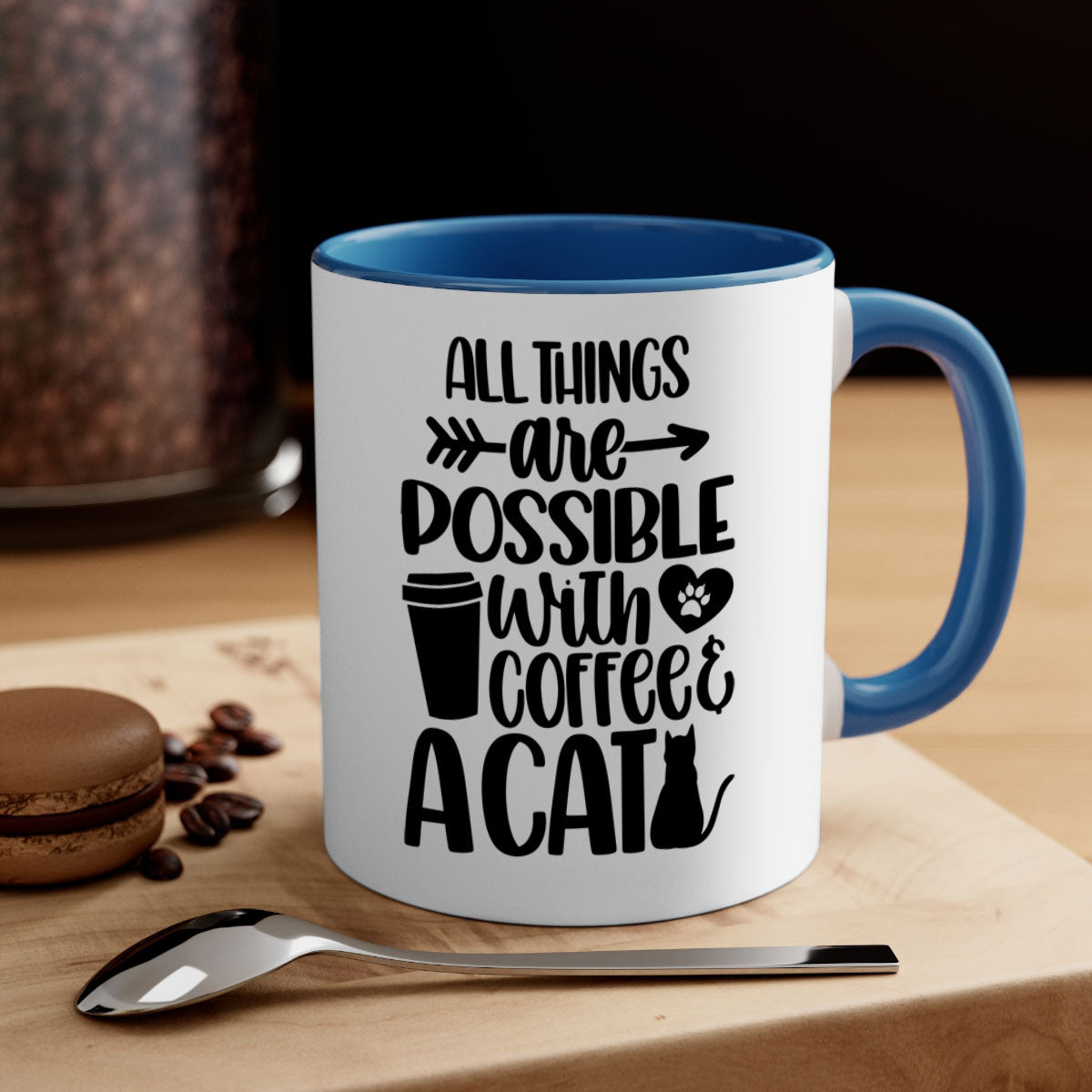All Things Are Possible Style 74# Mug featuring a two-tone design with a colored handle and glossy finish, available in multiple colors.