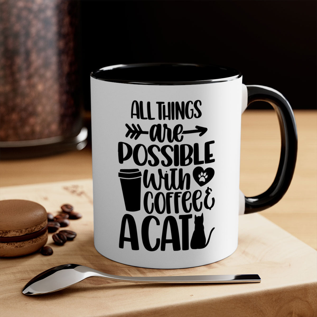 All Things Are Possible Style 74# Mug featuring a two-tone design with a colored handle and glossy finish, available in multiple colors.