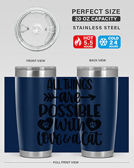 All Things Are Possible Style 75# Tumbler, a 20oz double wall vacuum stainless steel tumbler with a drink-thru lid, featuring a stylish design.