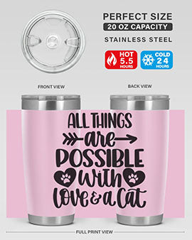 All Things Are Possible Style 75# Tumbler, a 20oz double wall vacuum stainless steel tumbler with a drink-thru lid, featuring a stylish design.