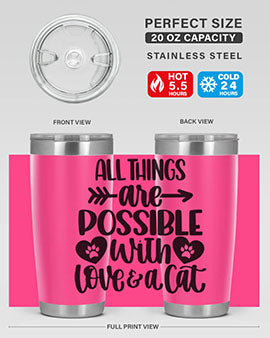 All Things Are Possible Style 75# Tumbler, a 20oz double wall vacuum stainless steel tumbler with a drink-thru lid, featuring a stylish design.