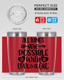 All Things Are Possible Style 75# Tumbler, a 20oz double wall vacuum stainless steel tumbler with a drink-thru lid, featuring a stylish design.