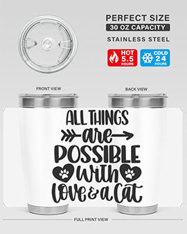 All Things Are Possible Style 75# Tumbler, a 20oz double wall vacuum stainless steel tumbler with a drink-thru lid, featuring a stylish design.
