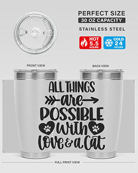 All Things Are Possible Style 75# Tumbler, a 20oz double wall vacuum stainless steel tumbler with a drink-thru lid, featuring a stylish design.