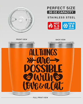 All Things Are Possible Style 75# Tumbler, a 20oz double wall vacuum stainless steel tumbler with a drink-thru lid, featuring a stylish design.