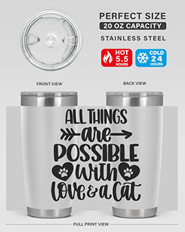 All Things Are Possible Style 75# Tumbler, a 20oz double wall vacuum stainless steel tumbler with a drink-thru lid, featuring a stylish design.