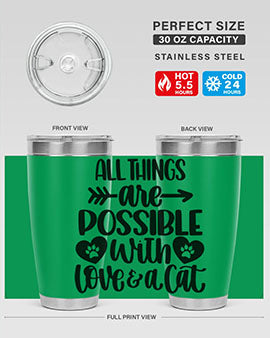 All Things Are Possible Style 75# Tumbler, a 20oz double wall vacuum stainless steel tumbler with a drink-thru lid, featuring a stylish design.