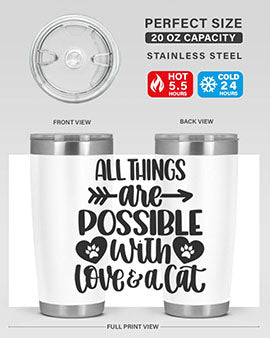 All Things Are Possible Style 75# Tumbler, a 20oz double wall vacuum stainless steel tumbler with a drink-thru lid, featuring a stylish design.