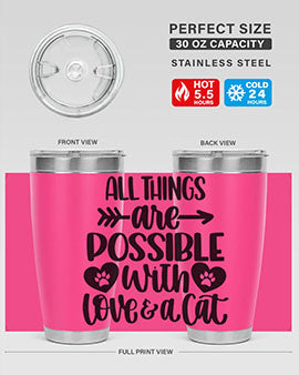All Things Are Possible Style 75# Tumbler, a 20oz double wall vacuum stainless steel tumbler with a drink-thru lid, featuring a stylish design.