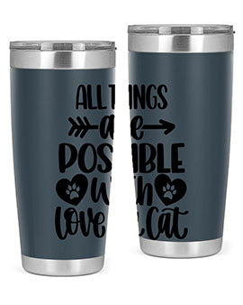 All Things Are Possible Style 75# Tumbler, a 20oz double wall vacuum stainless steel tumbler with a drink-thru lid, featuring a stylish design.