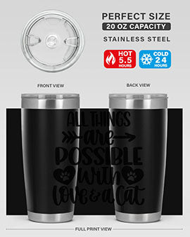 All Things Are Possible Style 75# Tumbler, a 20oz double wall vacuum stainless steel tumbler with a drink-thru lid, featuring a stylish design.