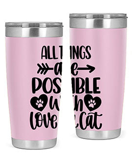 All Things Are Possible Style 75# Tumbler, a 20oz double wall vacuum stainless steel tumbler with a drink-thru lid, featuring a stylish design.