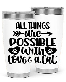 All Things Are Possible Style 75# Tumbler, a 20oz double wall vacuum stainless steel tumbler with a drink-thru lid, featuring a stylish design.