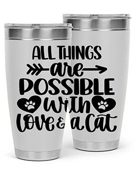 All Things Are Possible Style 75# Tumbler, a 20oz double wall vacuum stainless steel tumbler with a drink-thru lid, featuring a stylish design.