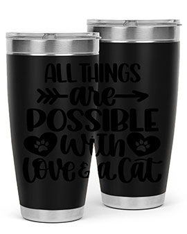 All Things Are Possible Style 75# Tumbler, a 20oz double wall vacuum stainless steel tumbler with a drink-thru lid, featuring a stylish design.
