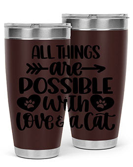 All Things Are Possible Style 75# Tumbler, a 20oz double wall vacuum stainless steel tumbler with a drink-thru lid, featuring a stylish design.