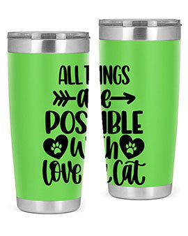 All Things Are Possible Style 75# Tumbler, a 20oz double wall vacuum stainless steel tumbler with a drink-thru lid, featuring a stylish design.