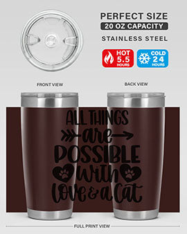 All Things Are Possible Style 75# Tumbler, a 20oz double wall vacuum stainless steel tumbler with a drink-thru lid, featuring a stylish design.
