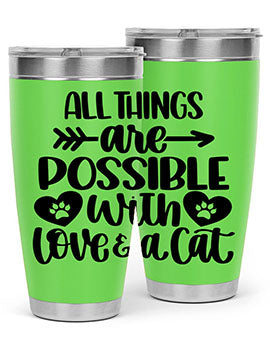 All Things Are Possible Style 75# Tumbler, a 20oz double wall vacuum stainless steel tumbler with a drink-thru lid, featuring a stylish design.