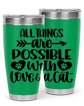 All Things Are Possible Style 75# Tumbler, a 20oz double wall vacuum stainless steel tumbler with a drink-thru lid, featuring a stylish design.