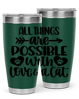 All Things Are Possible Style 75# Tumbler, a 20oz double wall vacuum stainless steel tumbler with a drink-thru lid, featuring a stylish design.