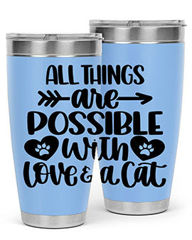All Things Are Possible Style 75# Tumbler, a 20oz double wall vacuum stainless steel tumbler with a drink-thru lid, featuring a stylish design.