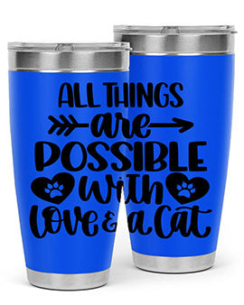 All Things Are Possible Style 75# Tumbler, a 20oz double wall vacuum stainless steel tumbler with a drink-thru lid, featuring a stylish design.