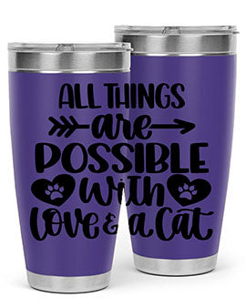 All Things Are Possible Style 75# Tumbler, a 20oz double wall vacuum stainless steel tumbler with a drink-thru lid, featuring a stylish design.