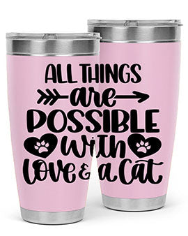 All Things Are Possible Style 75# Tumbler, a 20oz double wall vacuum stainless steel tumbler with a drink-thru lid, featuring a stylish design.