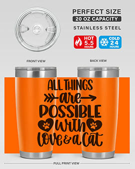 All Things Are Possible Style 75# Tumbler, a 20oz double wall vacuum stainless steel tumbler with a drink-thru lid, featuring a stylish design.