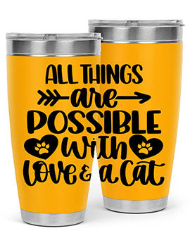 All Things Are Possible Style 75# Tumbler, a 20oz double wall vacuum stainless steel tumbler with a drink-thru lid, featuring a stylish design.