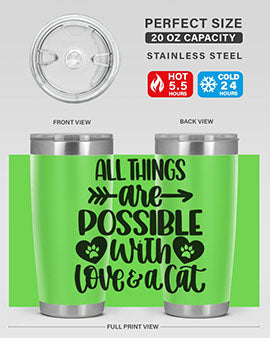 All Things Are Possible Style 75# Tumbler, a 20oz double wall vacuum stainless steel tumbler with a drink-thru lid, featuring a stylish design.