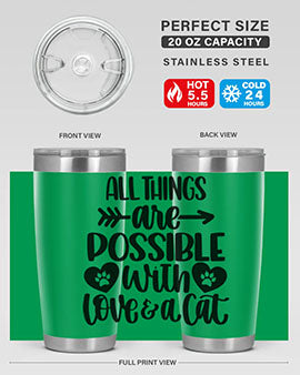All Things Are Possible Style 75# Tumbler, a 20oz double wall vacuum stainless steel tumbler with a drink-thru lid, featuring a stylish design.