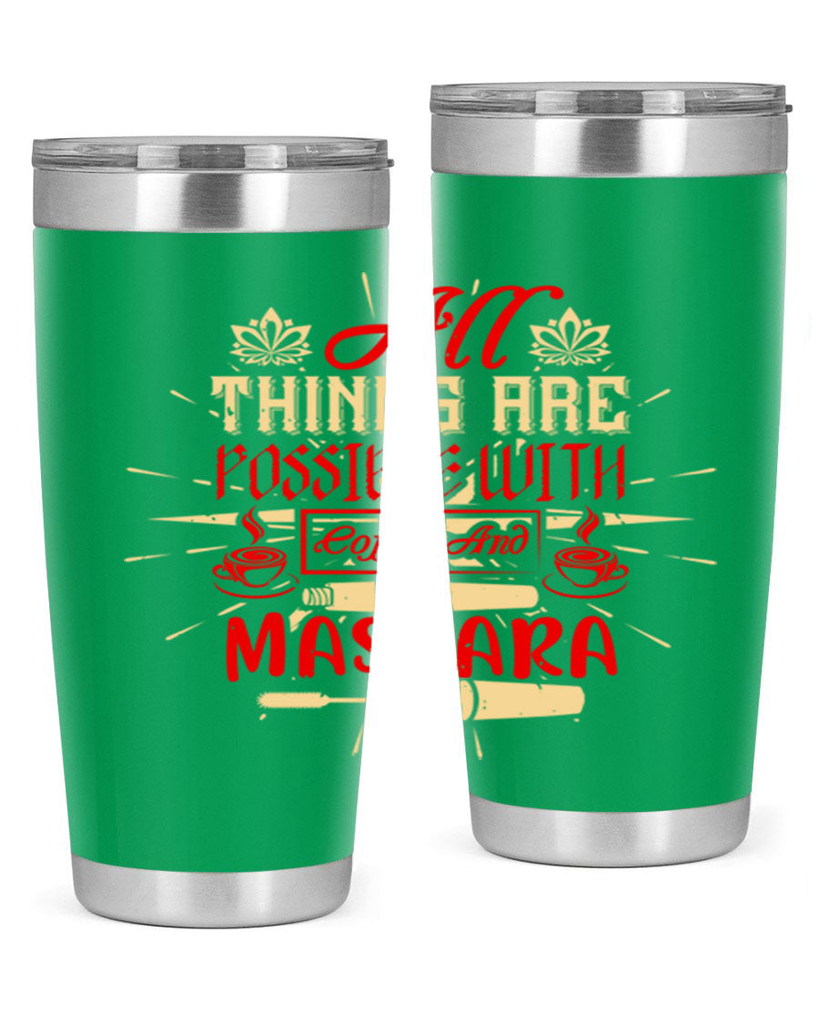 Stylish All Things Are Possible tumbler in 20oz and 30oz sizes, featuring a sleek stainless steel design with a drink-thru lid.