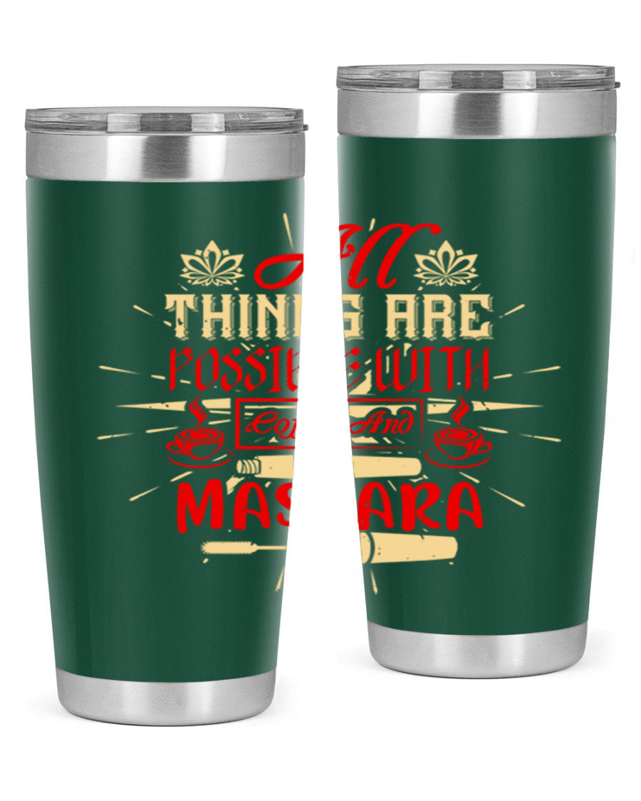 Stylish All Things Are Possible tumbler in 20oz and 30oz sizes, featuring a sleek stainless steel design with a drink-thru lid.