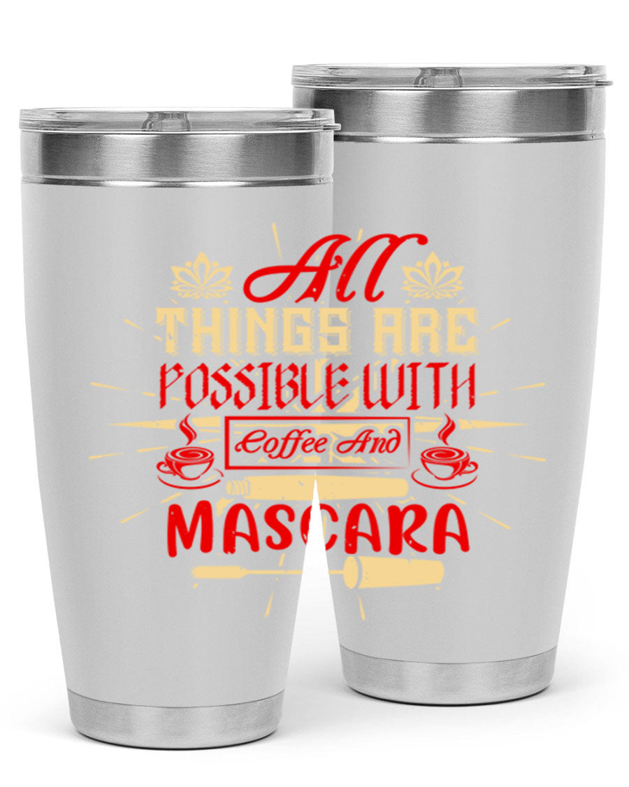 Stylish All Things Are Possible tumbler in 20oz and 30oz sizes, featuring a sleek stainless steel design with a drink-thru lid.