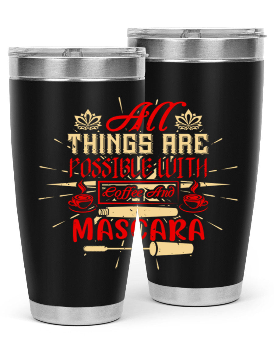 Stylish All Things Are Possible tumbler in 20oz and 30oz sizes, featuring a sleek stainless steel design with a drink-thru lid.